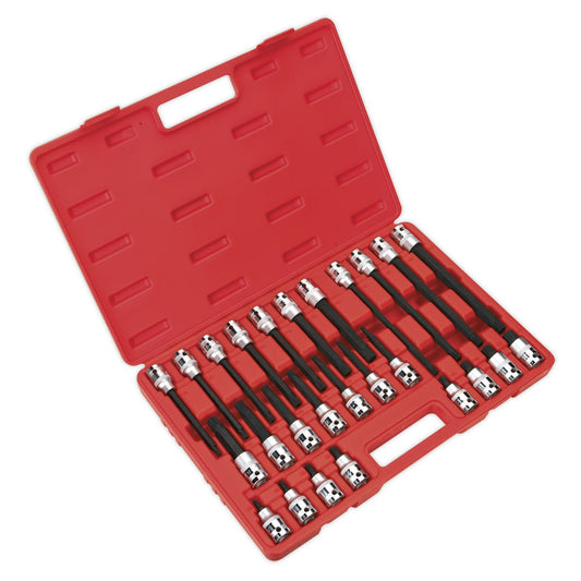 Sealey Spline Socket Bit Set 26pc 1/2"D Lengths 55mm 100mm 140mm 200mm AK2195