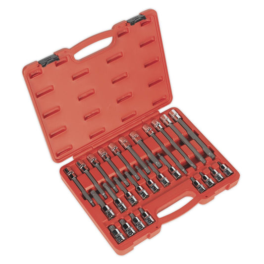 Sealey Spline Socket Bit Set 26pc 1/2"D Lengths 55mm 100mm 140mm 200mm AK2195
