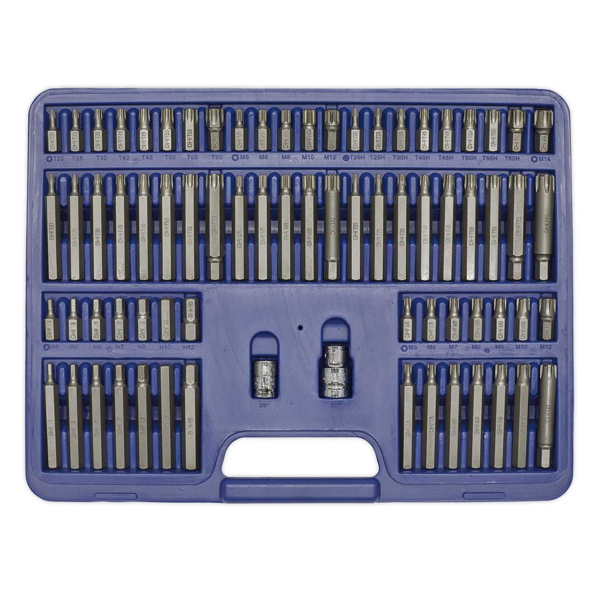 Sealey TRX-Star/Security TRX-Star/Hex/Ribe/Spline Bit Set 74pc 3/8" & 1/2"Sq Drive AK21974