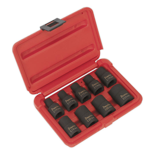 Sealey Impact Torx Star Female Socket Set 10pc 1/2"Sq Drive AK2301
