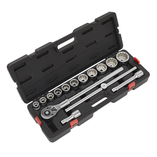 Sealey Metric Socket Set 3/4"D 12 point WallDrive 15pc Standard Length AK2583