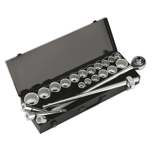 Sealey Metric Imperial Socket Set 22pc 3/4"Sq Drive 12pt WallDrive AK259/CRV