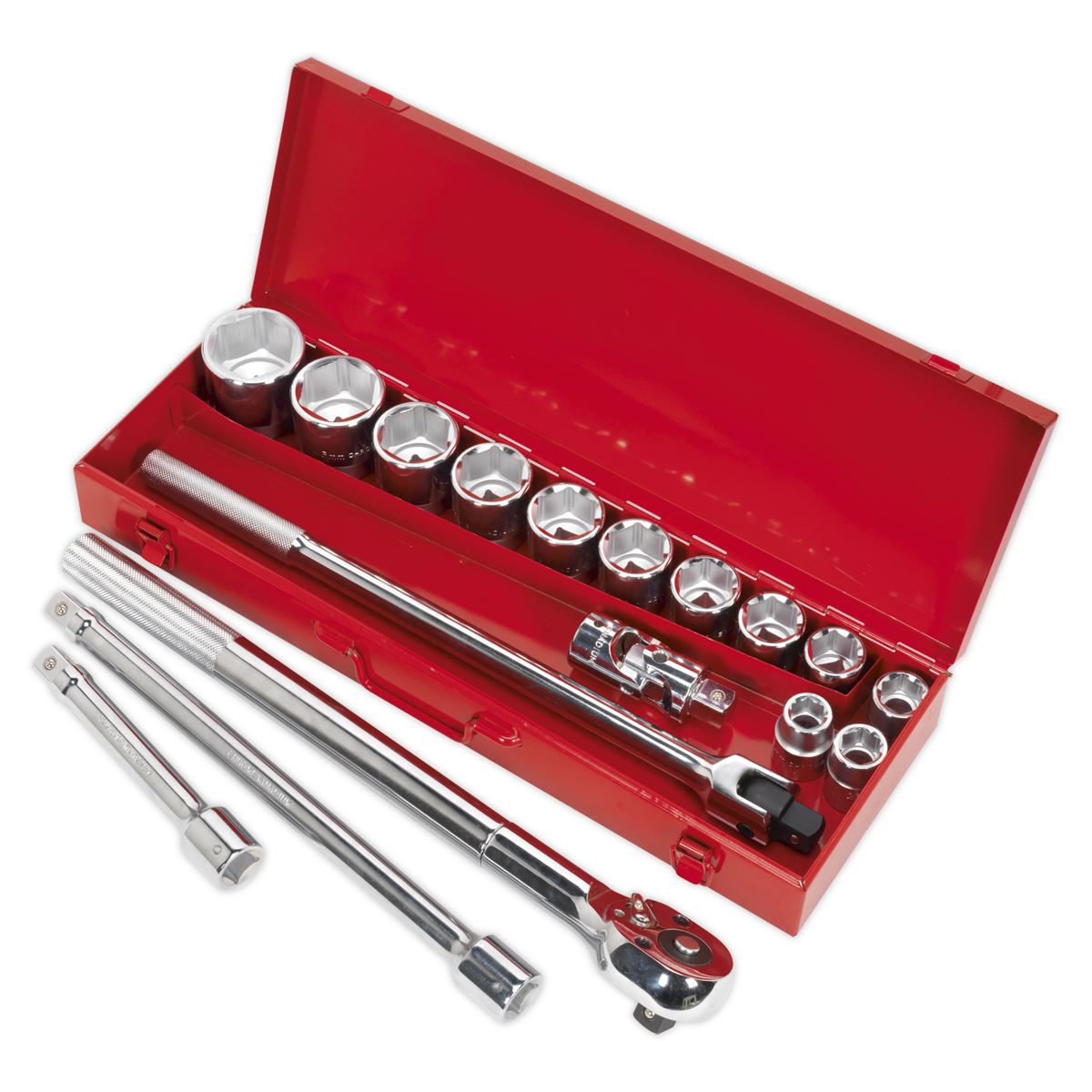 Sealey Metric Socket Set 17pc 3/4"Sq Drive WallDrive 6pt Standard Length AK2597