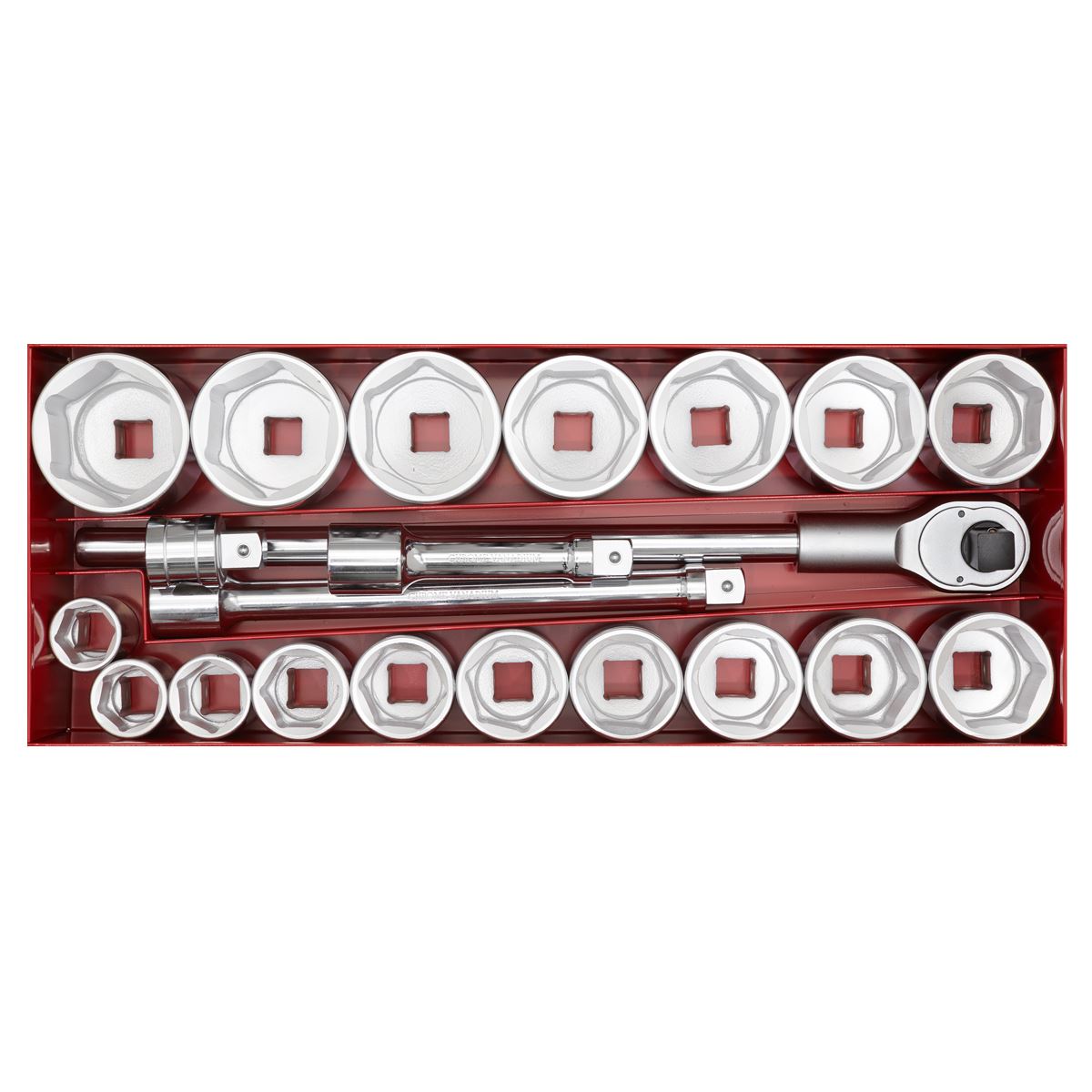 Sealey Metric Socket Set 22pc 1"Sq Drive 6pt WallDrive Standeard Length AK261