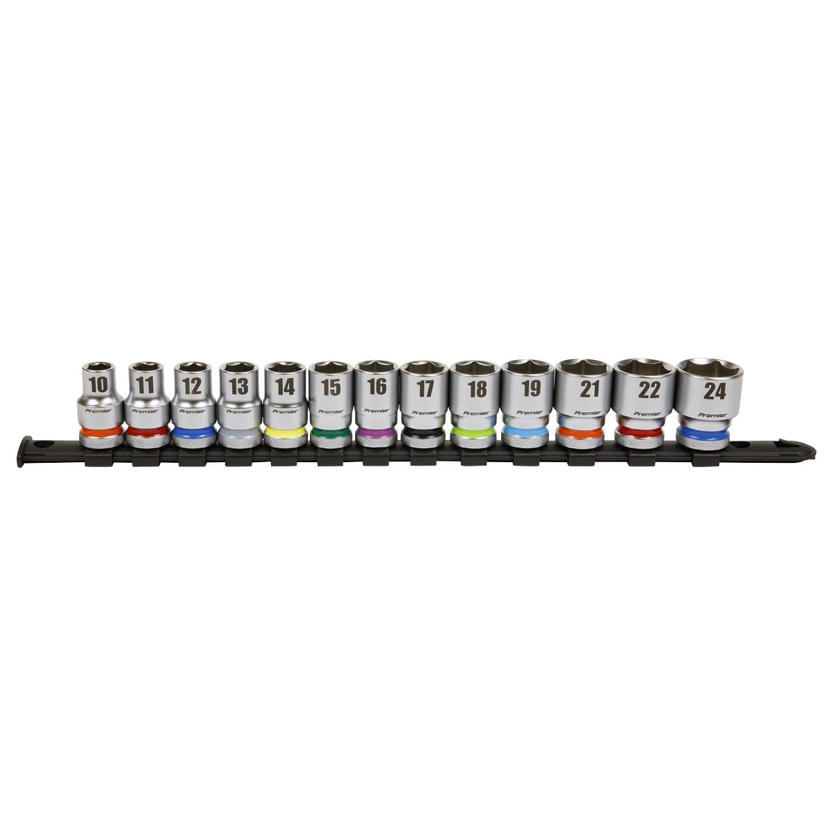 Sealey Metric Socket Set 13pc 1/2"Sq Drive 6pt WallDrive Standard Length AK2661