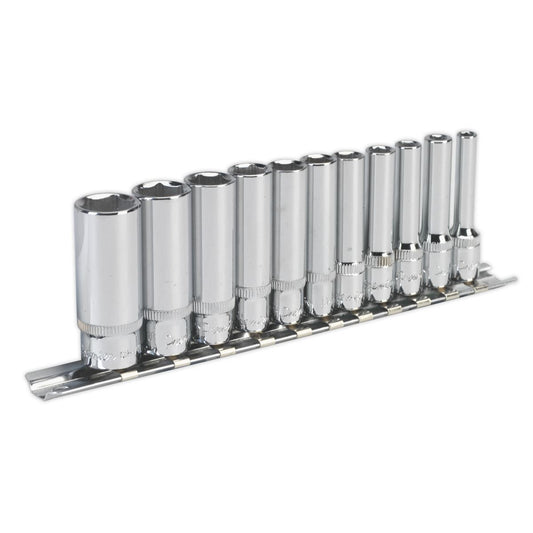 Sealey Imperial Socket Set 11pc 1/4"Sq Drive Deep WallDrive Single Hex AK2671