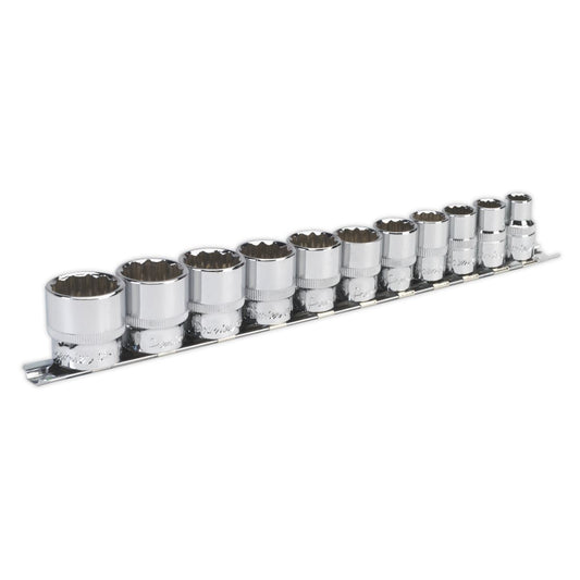 Sealey Imperial Socket Set 11pc 3/8"D 12pt WallDrive Standard Length AK2672