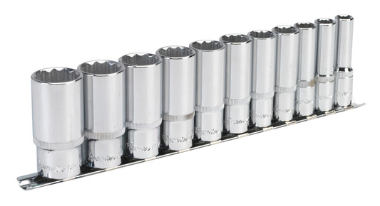 Sealey Imperial Socket Set 11pc 3/8"Sq Drive 12pt Deep WallDrive AK2673