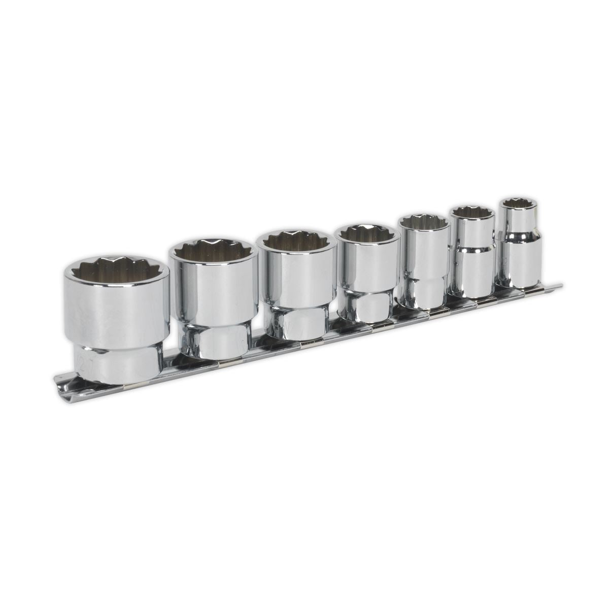 Sealey Whitworth Socket Set 7pc 3/8"Sq Drive Bi Hex Standard Length AK2676
