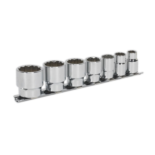 Sealey Whitworth Socket Set 7pc 3/8"Sq Drive Bi Hex Standard Length AK2676