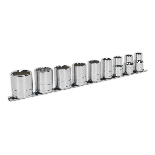 Sealey Whitworth  Socket Set 9pc 1/2"Sq Drive Bi Hex Standard Length AK2677