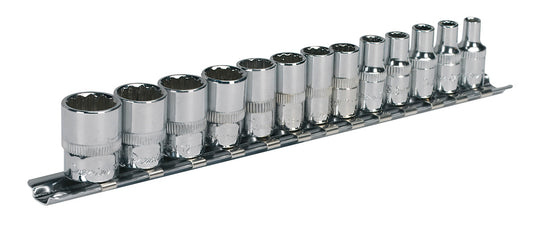 Sealey Metric Socket Set 13pc 1/4" Drive 12pt WallDrive Standard Length AK2680