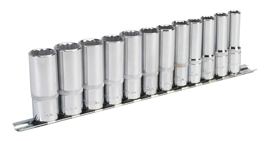 Sealey Metric Socket Set 12pc 3/8"Sq Drive 12pt Deep WallDrive AK2683