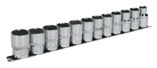 Sealey Metric Socket Set 12pc 1/2" Drive 12pt WallDrive Standard Length AK2684