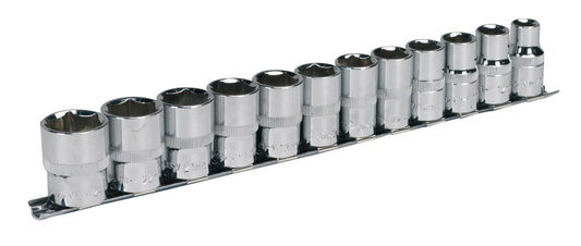 Sealey Metric Socket Set 12pc 1/2"Sq Drive 6pt WallDrive Standard Length AK2695