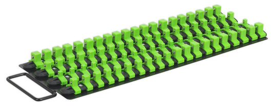 Sealey Socket Rail Tray 1/4" 3/8" & 1/2"Sq Drive Hi-Vis Green AK27051HV