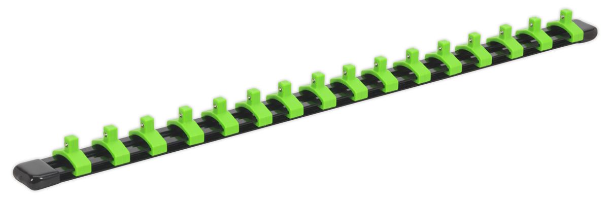 Sealey Socket Retaining Rail with 16 Clips 1/4"Sq Drive Hi-Vis Green AK27052HV