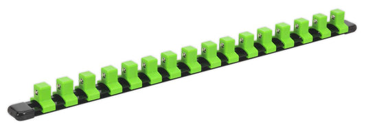 Sealey Socket Retaining Rail with 16 Clips 1/2"Sq Drive - Hi-Vis Green AK27054HV