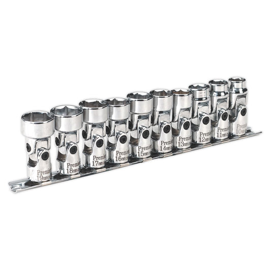 Sealey Metric Universal Joint Socket Set 10pc 3/8"Sq Drive 6pt WallDrive AK2710
