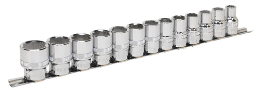 Sealey Metric Socket Set 13pc 1/2"Sq Drive Lock On 6pt Standard Length AK2742
