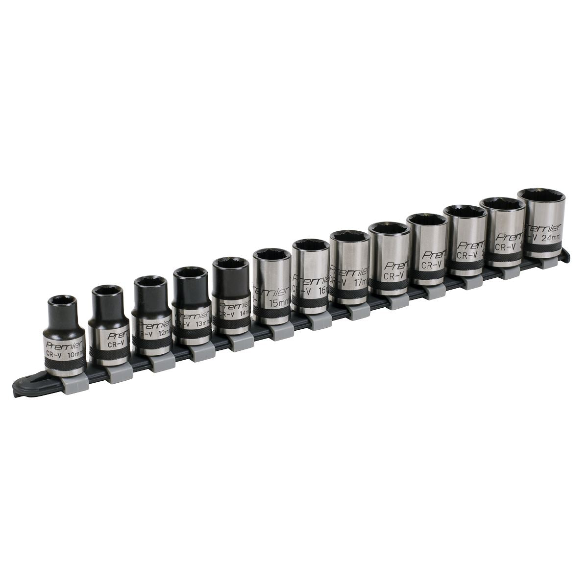 Sealey Metric Socket Set 13pc 1/2"Sq Drive Lock On 6pt Black Series AK2742B