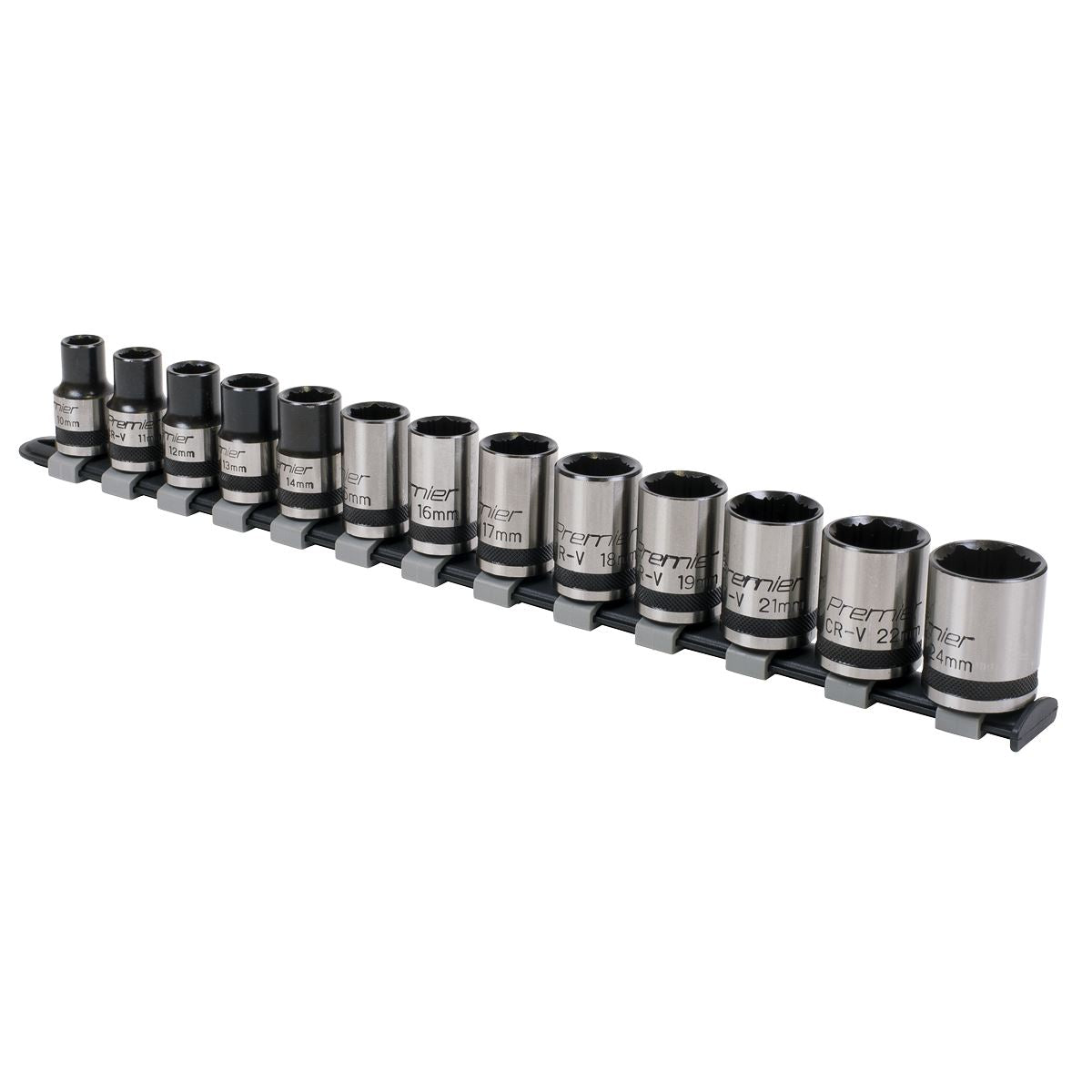 Sealey Metric Socket Set 13pc 1/2"Sq Drive Lock On 6pt Black Series AK2742B