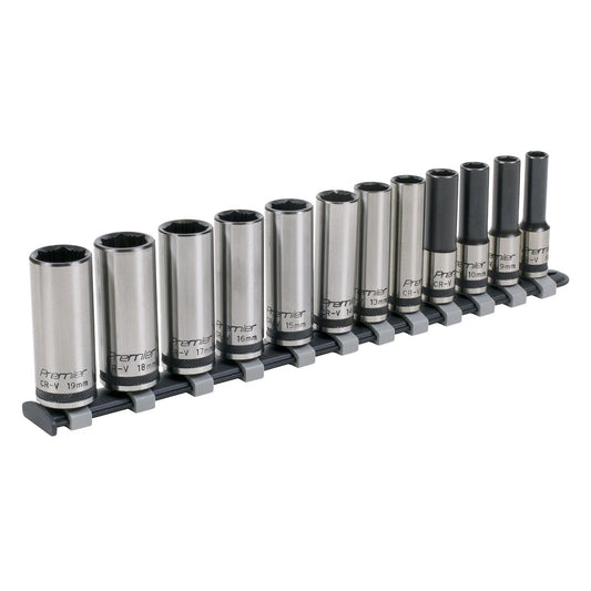 Sealey Metric Socket Set 12pc 3/8" Drive Deep Lock On 6pt Black Series AK2744B