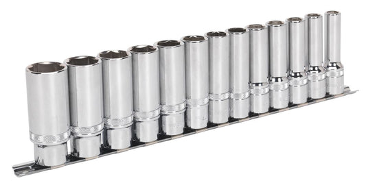 Sealey Metric Socket Set 13pc 1/2"Sq Drive Deep Lock On 6pt  AK2745