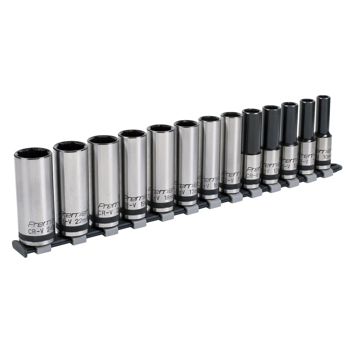Sealey Metric Socket Set 13pc 1/2"D Deep Lock On 6pt Black Series AK2745B