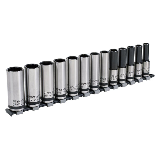 Sealey Metric Socket Set 13pc 1/2"D Deep Lock On 6pt Black Series AK2745B