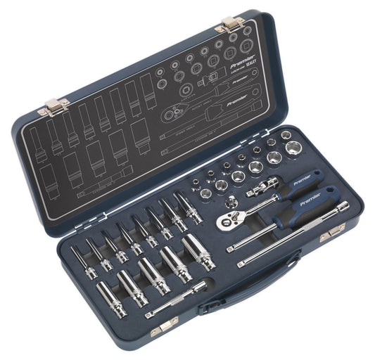 Sealey Metric Socket Set 32pc 1/4"Sq Drive Lock On 6pt Mirror Finish AK27480