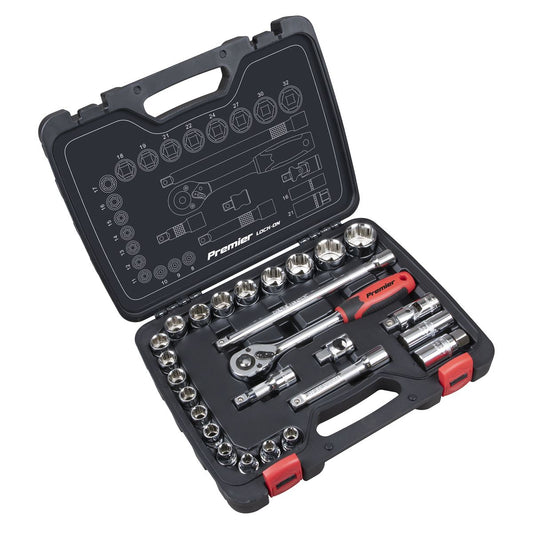 Sealey Metric Socket Set 26pc 1/2"Sq Drive Lock On 6pt Standard Length AK27482