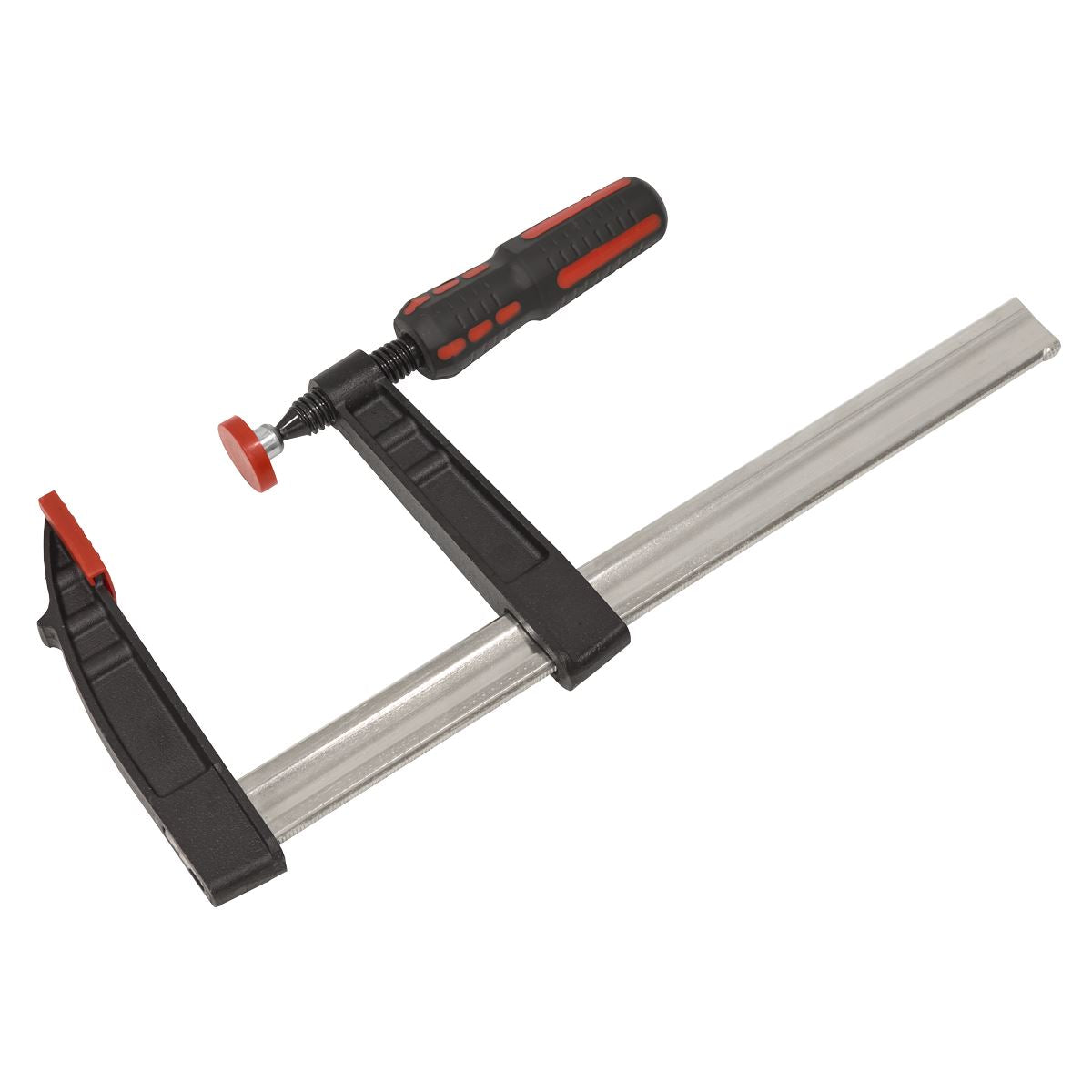 Sealey 300mm F Clamp Carbon Steel Bar Cast Iron Jaws Soft Grip Handle AK300F