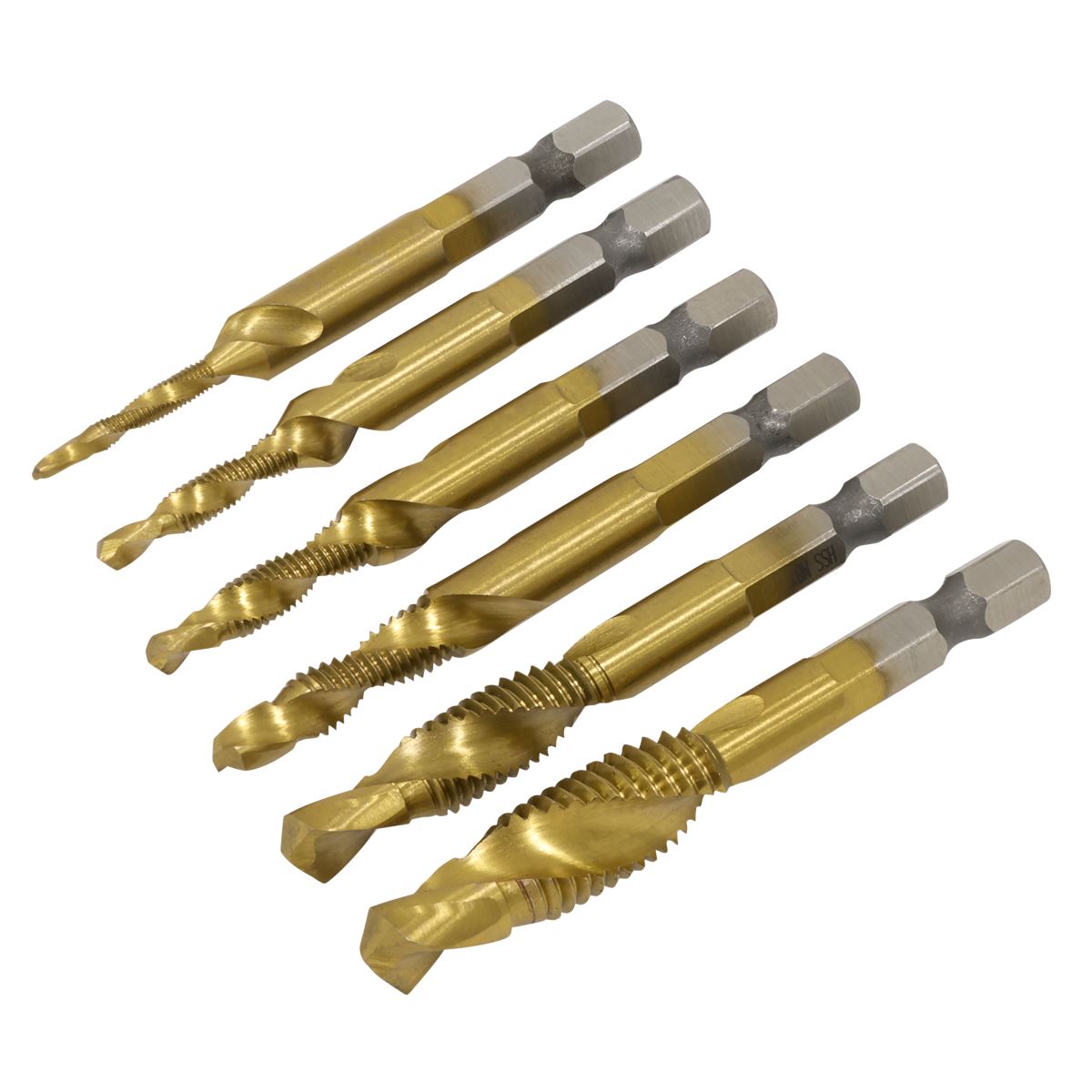 Sealey Combination Drill & Tap Bit Set 6pc M3 to M10 Hex Shank HSS AK3025