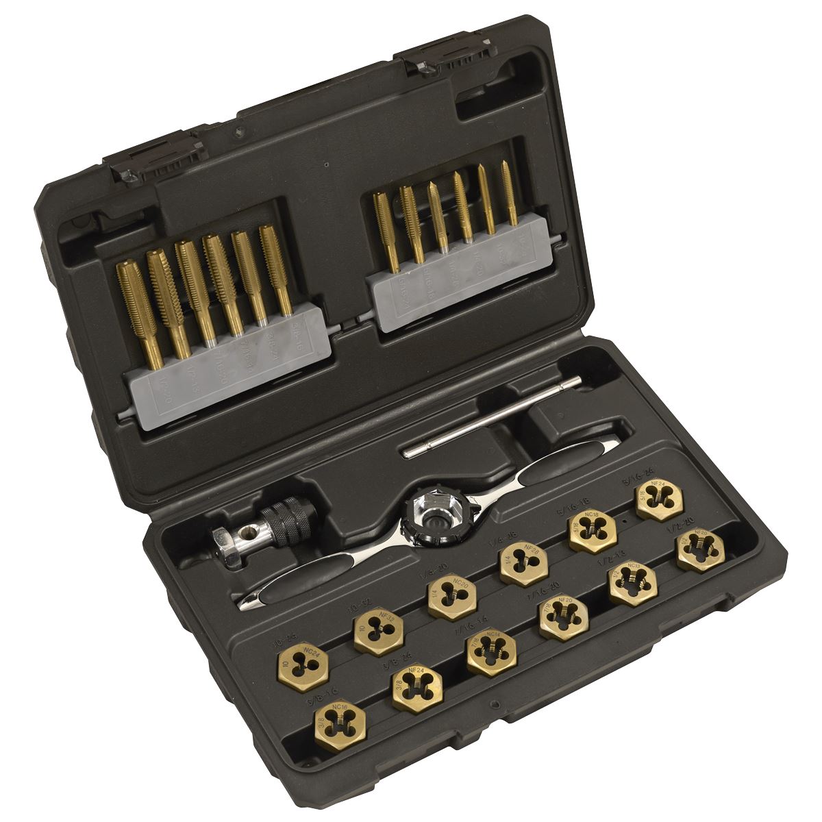Sealey Hexagonal Tap & Die Set 26pc SAE Imperial Titanium Coated AK3026IMP