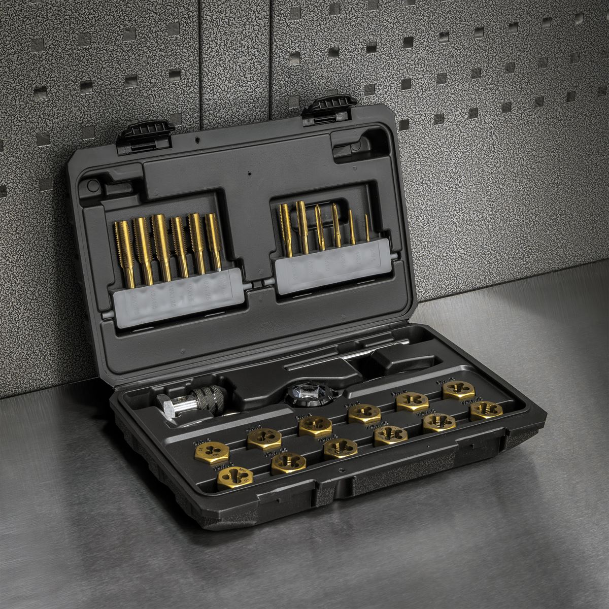 Sealey Metric Titanium Coated Hexagonal Tap & Die Set 26pc AK3026