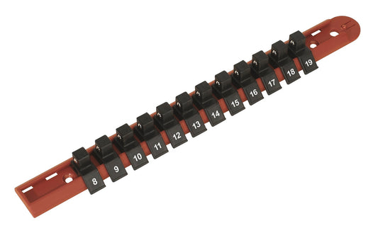 Sealey 3/8"Sq Drive Socket Retaining Rail with 12 Clips Composite AK3812