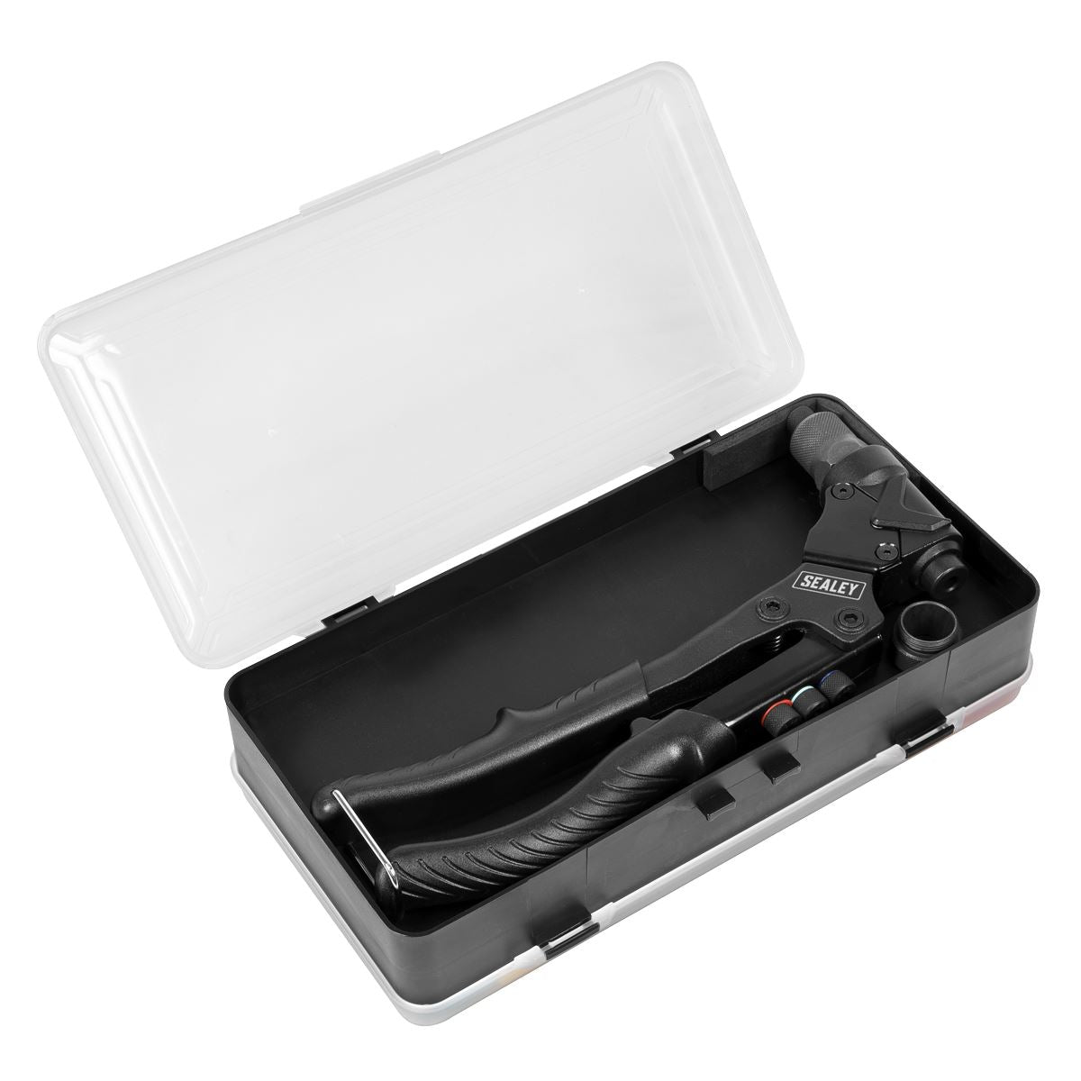 Sealey Swivel Head 2 in 1 Riveter And Rivet Nut Tool Kit Four Sizes AK3992