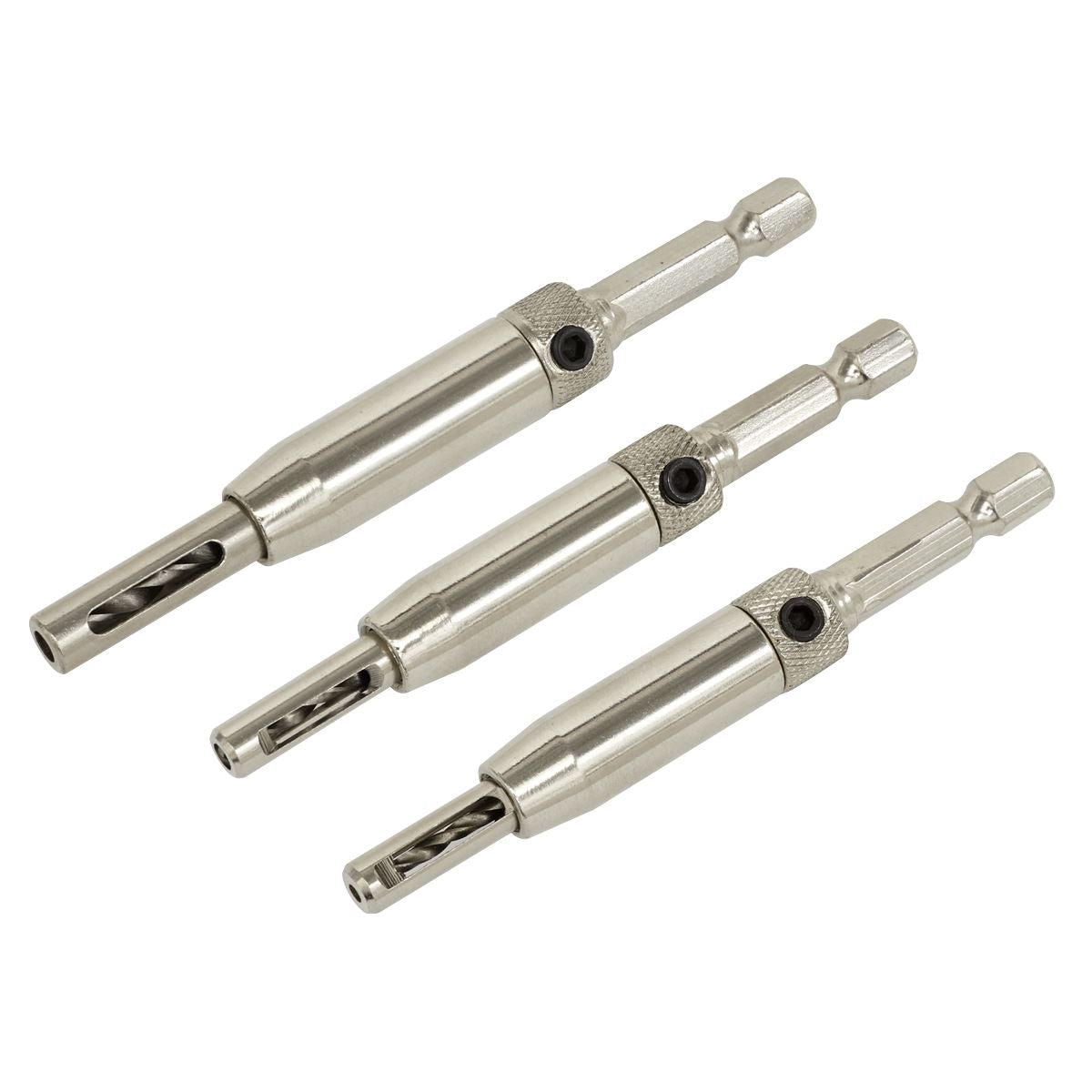 Sealey Self-Centring Chamfered Hinge Drill Set 3pc AK3HD