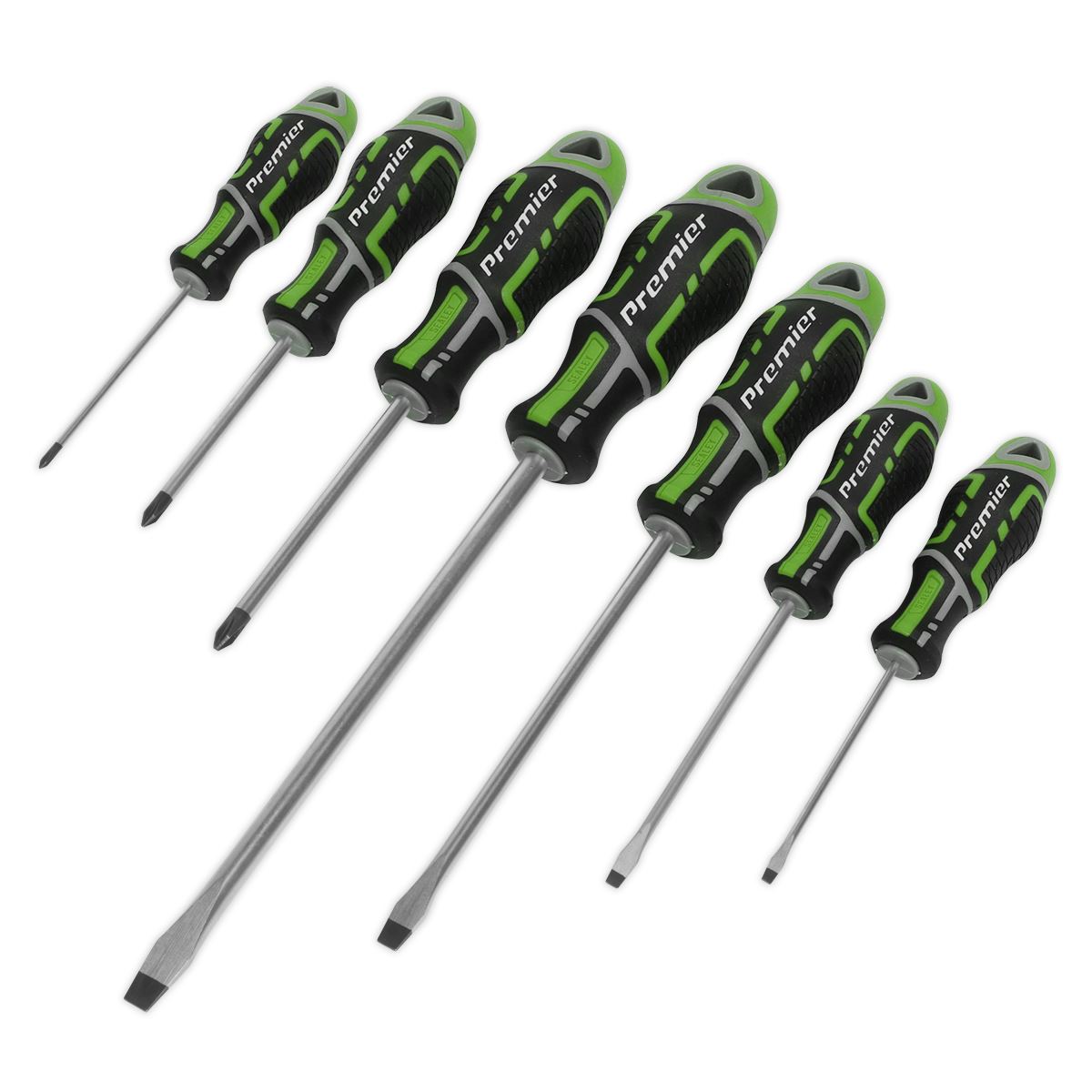 Sealey Screwdriver Set 7pc GripMAX&reg; - Hi-Vis Green AK4321HV