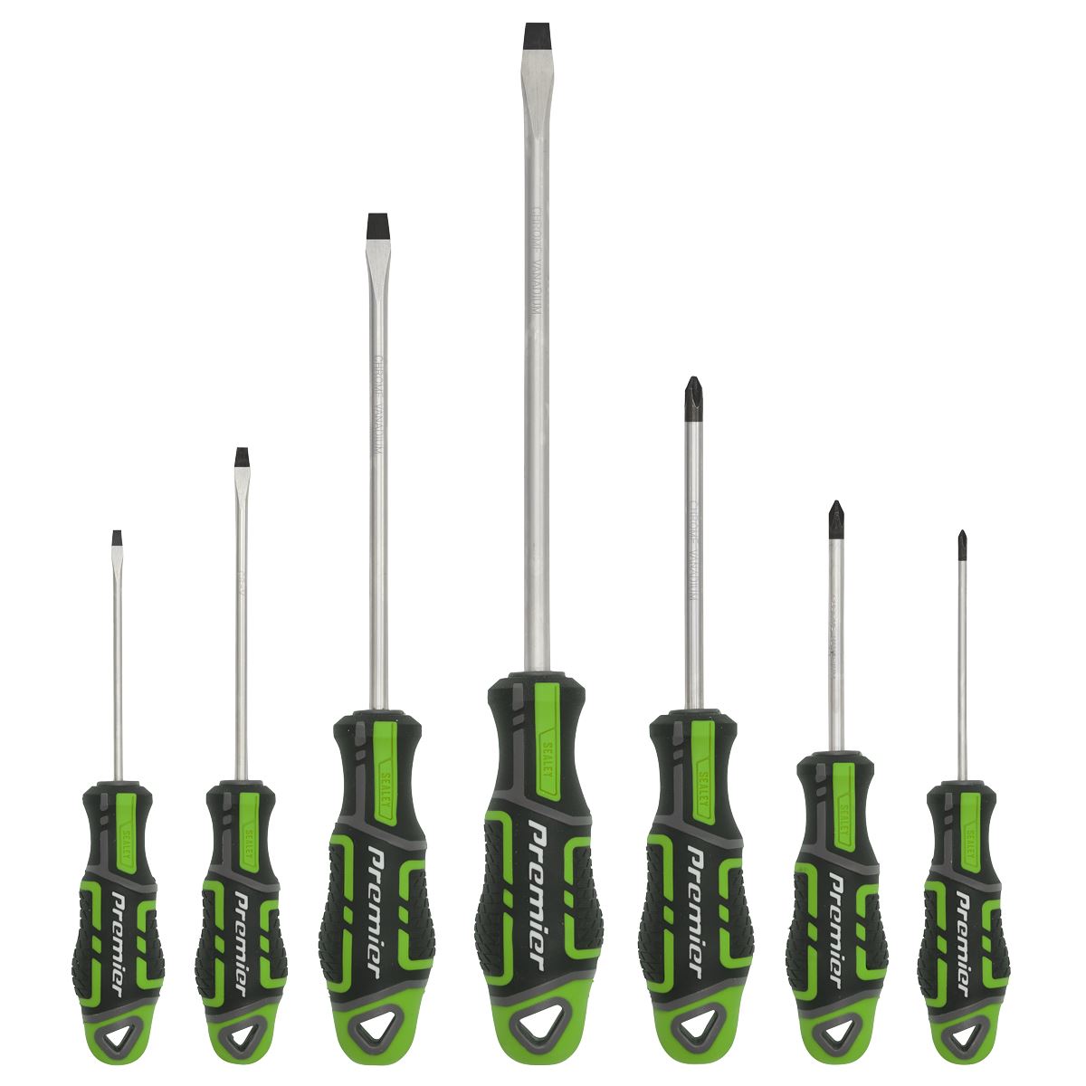 Sealey Screwdriver Set 7pc GripMAX&reg; - Hi-Vis Green AK4321HV