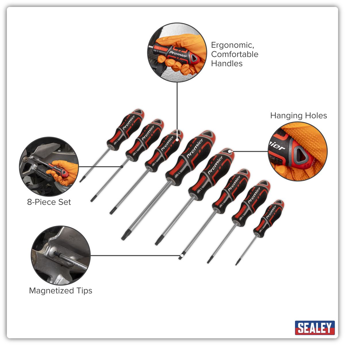 Sealey Screwdriver Set 8pc Security TRX-Star* GripMAX&reg; - Red AK4323
