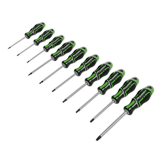Sealey Screwdriver Set 10pc TRX-Star* GripMAX&reg; - Hi-Vis Green AK4324HV