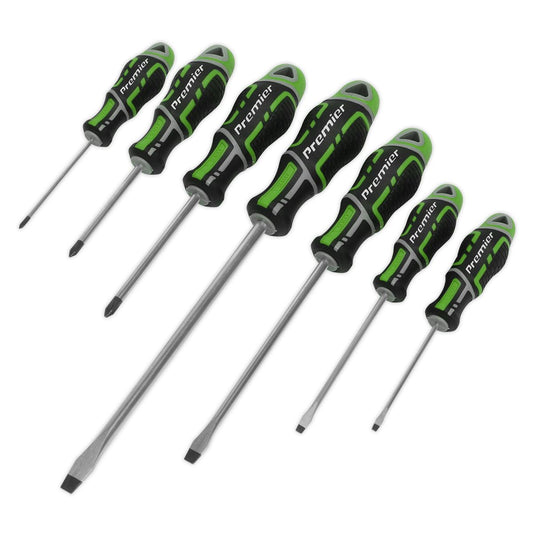 Sealey Screwdriver Set Grip Max 7pc - Hi-Vis Green AK4325HV