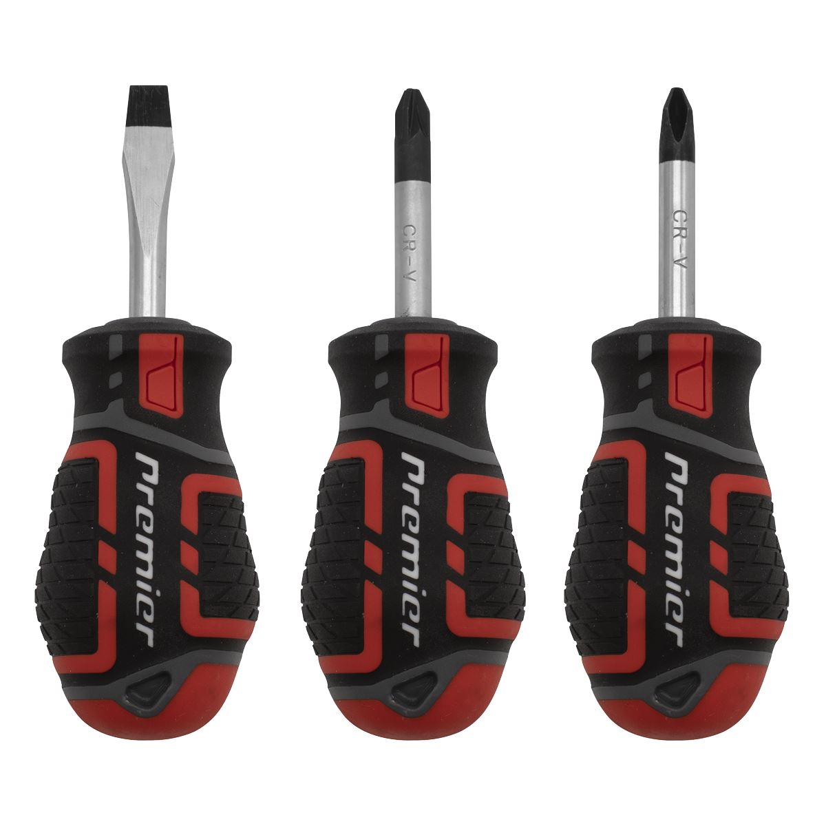 Sealey Screwdriver Set 3pc GripMAX&reg; Stubby AK4328