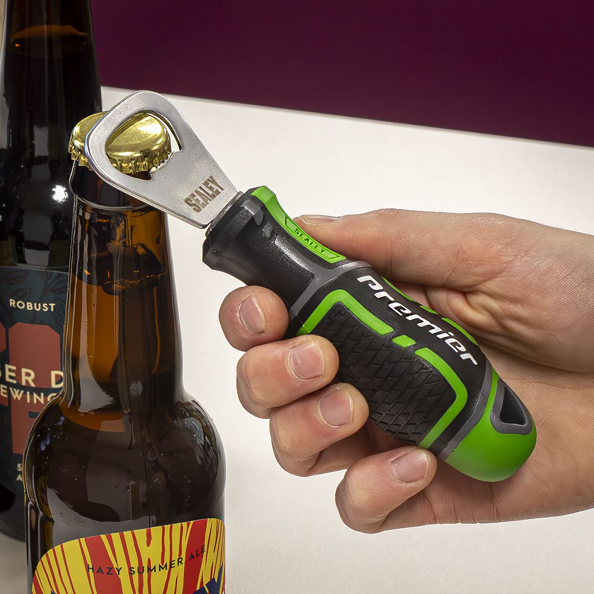 Sealey Bottle Opener GripMAX&reg; - Hi-Vis Green AK4368HV