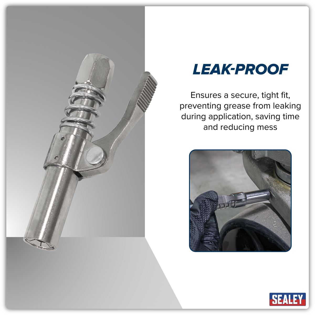 Sealey Single Handle Grease Gun Coupler Leak Proof Max Pressure 10,000psi AK452