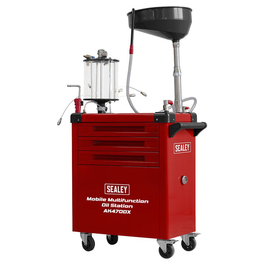 Sealey Mobile Oil Draining Station With 61pc Filter Removal Tool Set AK470DX