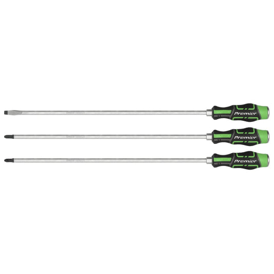 Sealey Extra-Long Hammer-Thru Screwdriver Set Hi-Vis Green 450mm 3pc AK4942HV