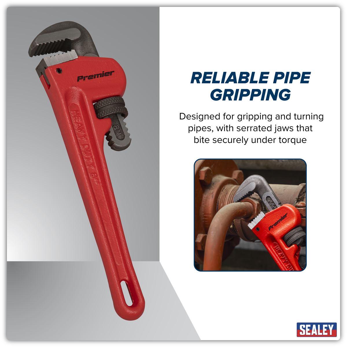 Sealey Pipe Wrench European Pattern 200mm Cast Steel AK5101